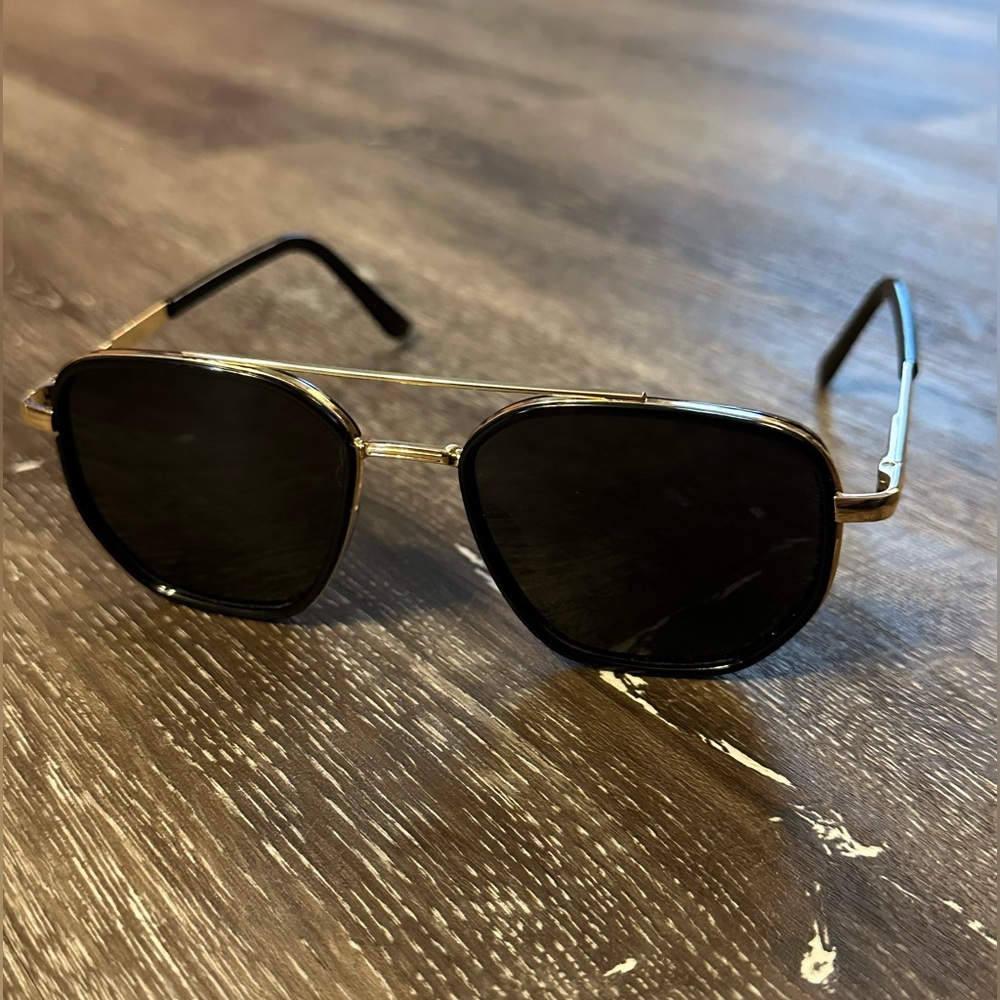 Gold Frame Black Lens Sunglasses